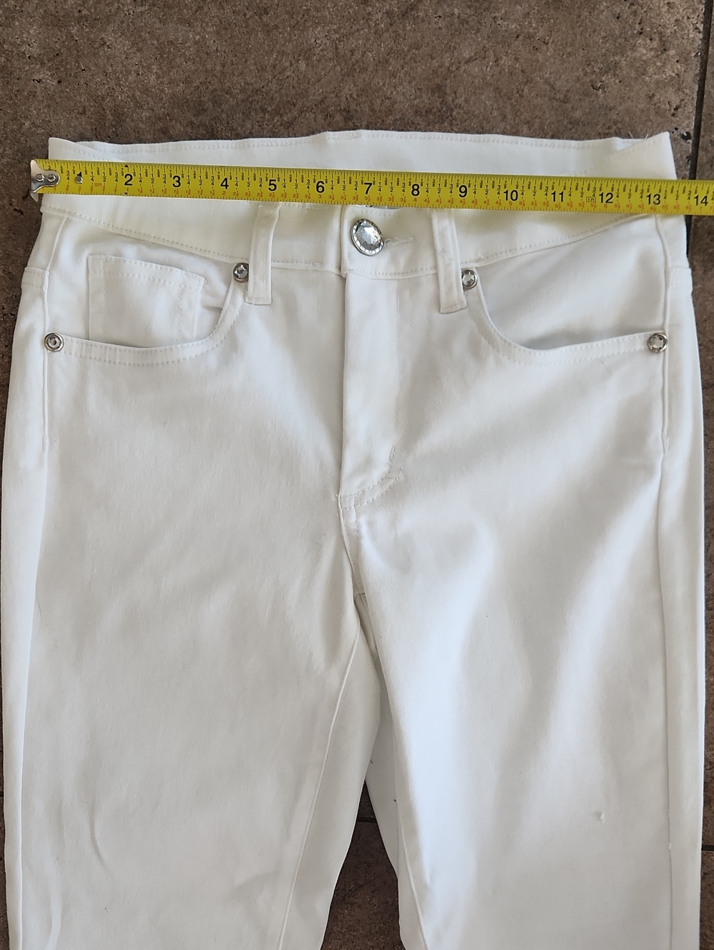 White Women's Slim Stretch Jeans - Picture 8 of 14